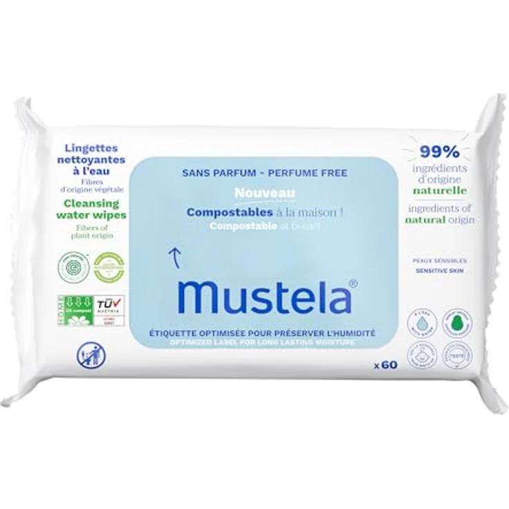 Mustela Zusammenstellbare Tücher, parfümfrei, 60 Stück – Bild 1