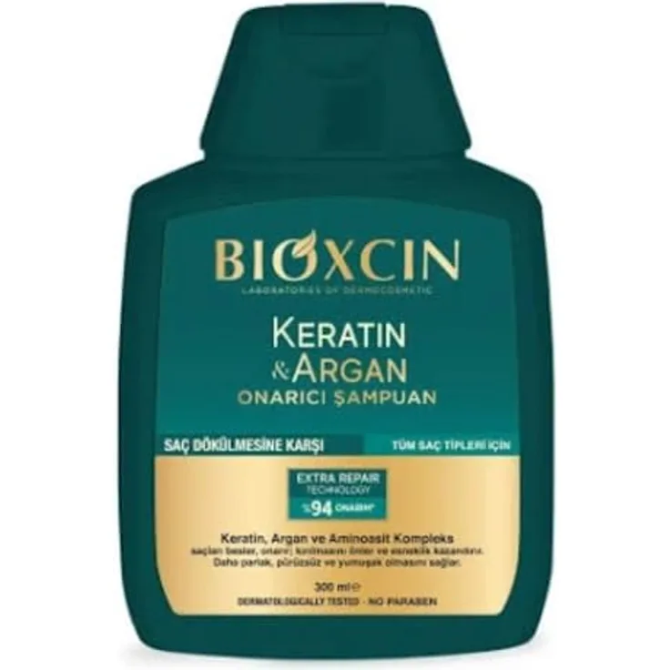 BIOXCIN Keratin & Argan Repair Shampoo, 300 ml, gegen Haarausfall und Spliss, mit Arganöl, für alle Haartypen, blau