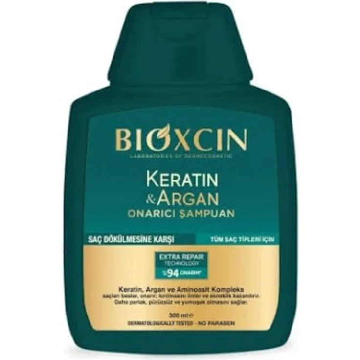 BIOXCIN Keratin & Argan Repair Shampoo, 300 ml, gegen Haarausfall und Spliss, mit Arganöl, für alle Haartypen, blau – Bild 1