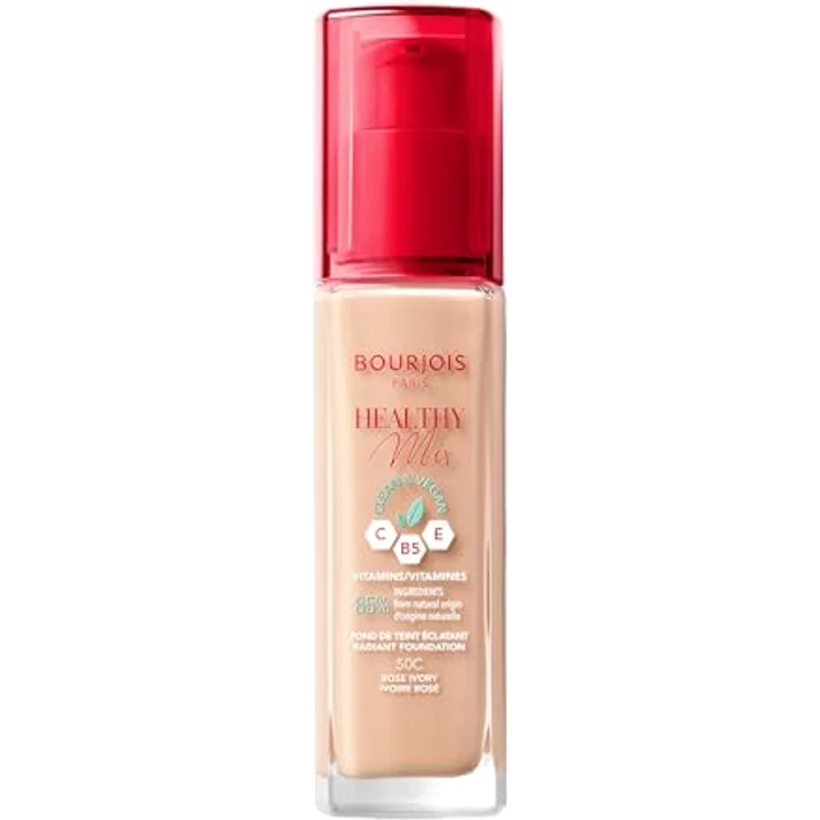 Bourjois Healthy Mix Foundation 30 ml, feuchtigkeitsspendende Fundation mit Anti-Fatigue-Wirkung, Farbe 50 Rose Ivory – Bild 1