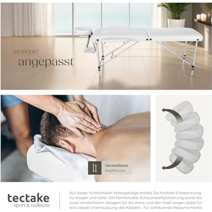 Tectake 2 Zonen Massageliege mit 4 cm Polsterung und Aluminumgestell – Bild 7