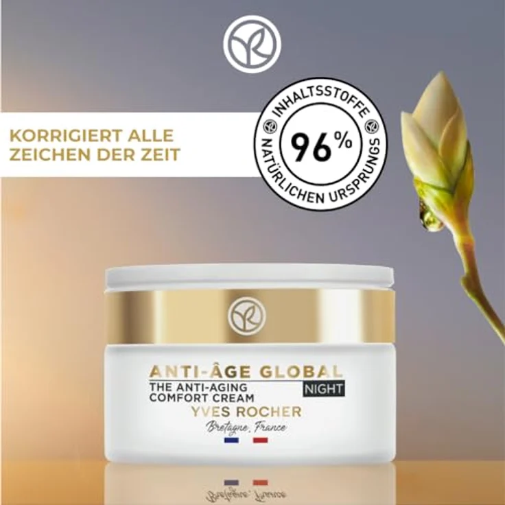 Yves Rocher ANTI-AGE GLOBAL Korrigierende Nachtcreme mit Knospen-Nektar - Luxuriöse Gesichtspflege - Anti-Aging für alle Hauttypen, 50 ml – Bild 2