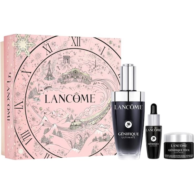Lancôme Génifique Ultimate Set, Gesichtspflegeset für Damen mit GÉNIFIQUE ULTIMATE SERUM 50 ML & 10 ML und GÉNIFIQUE ULTIMATE EYE CREAM 5 ML, im ikonischen Lancôme-Pink