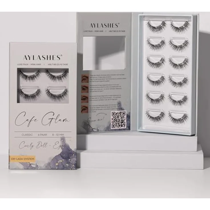 AYLASHES DIY Wimpernextensions Maxi Box CAFE GLAM, 6 Paar wiederverwendbare Cat Eye Wimpern, bis zu 7 Tage Halt, dermatologisch , für zu Hause – Bild 3