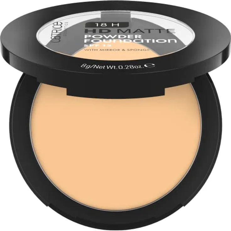 Catrice 18H HD Matte Powder Foundation, Nr. 030W, Nude, langanhaltend, mattierend, matt, für unreine Haut, vegan, ölfrei, UVA- und UVB-Filter + SPF 15, ohne Parfüm, 1er Pack (8g)