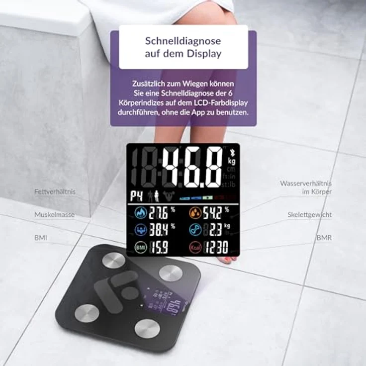 TrueLife FitScale W6 BT Black Körper-Analyse-Waage mit 19 messbaren Indizes – Bild 3