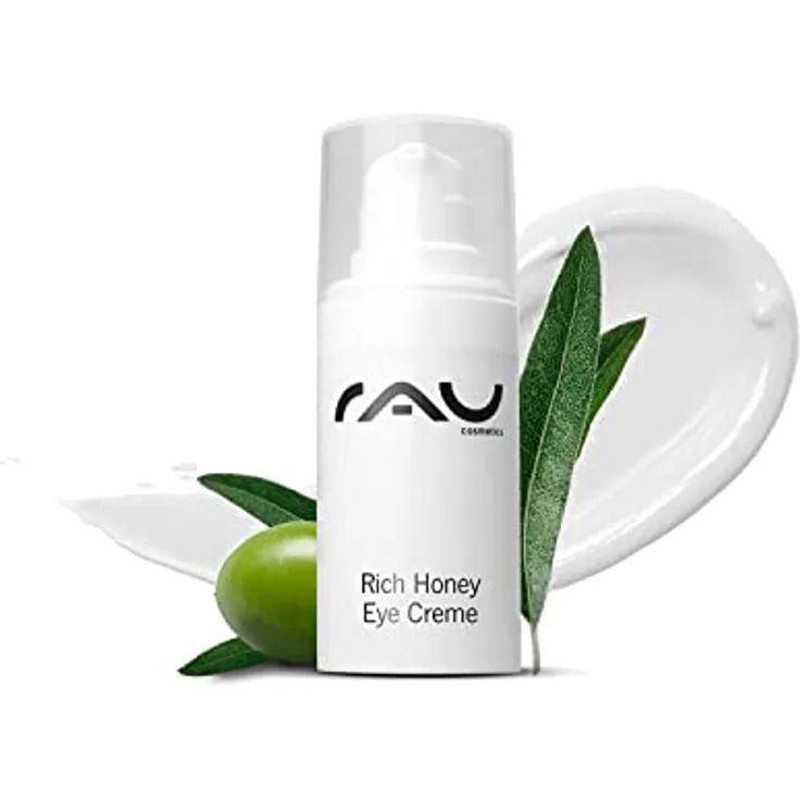RAU Cosmetics Augencreme für sehr trockene Haut - Rich Honey Eye Cream 15 ml - Reichhaltige Anti Aging Augenpflege mit Shea Butter & Kakao Butter, Avocadoöl, Grüner Tee, Rosenwasser & Vitamin E