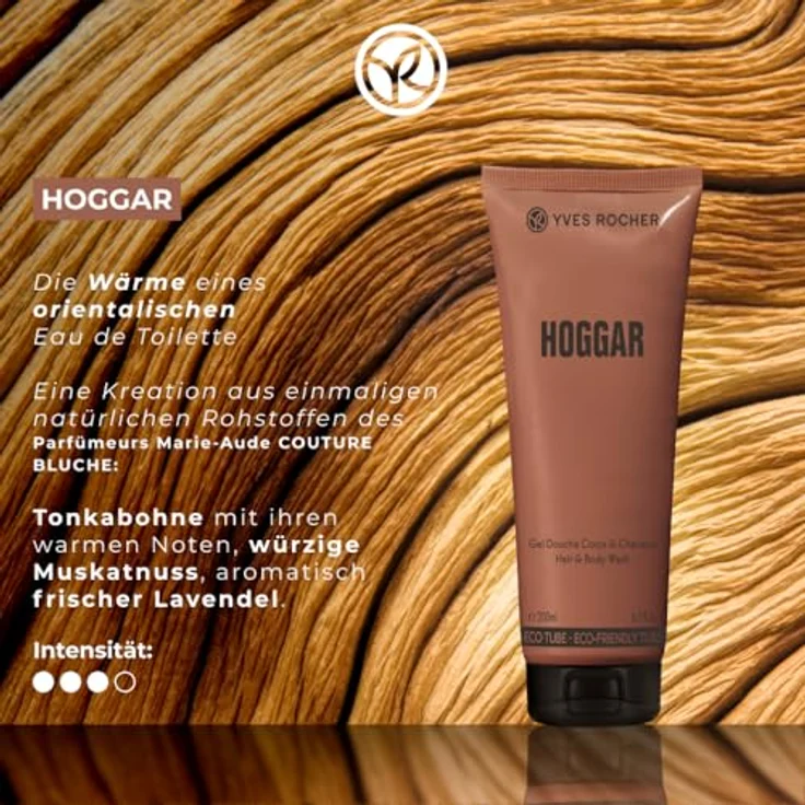 Yves Rocher Duschgel für Männer - Hoggar, 200 ml, 2-in-1 Dusch-Shampoo mit holzigem, orientalischem Duft aus Tonka-Bohne, Muskatnuss und Lavendel, vegan und umweltfreundlich – Bild 3