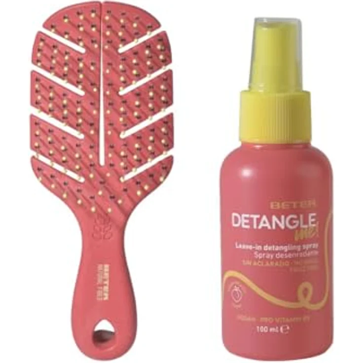 Beter Natural Fiber MINI Bürste + Leave-in Entwirrungsspray 100 ml, Pfirsichduft, entwirrt und hydratisiert, für alle Haartypen, limitierte Edition 2025 – Bild 1