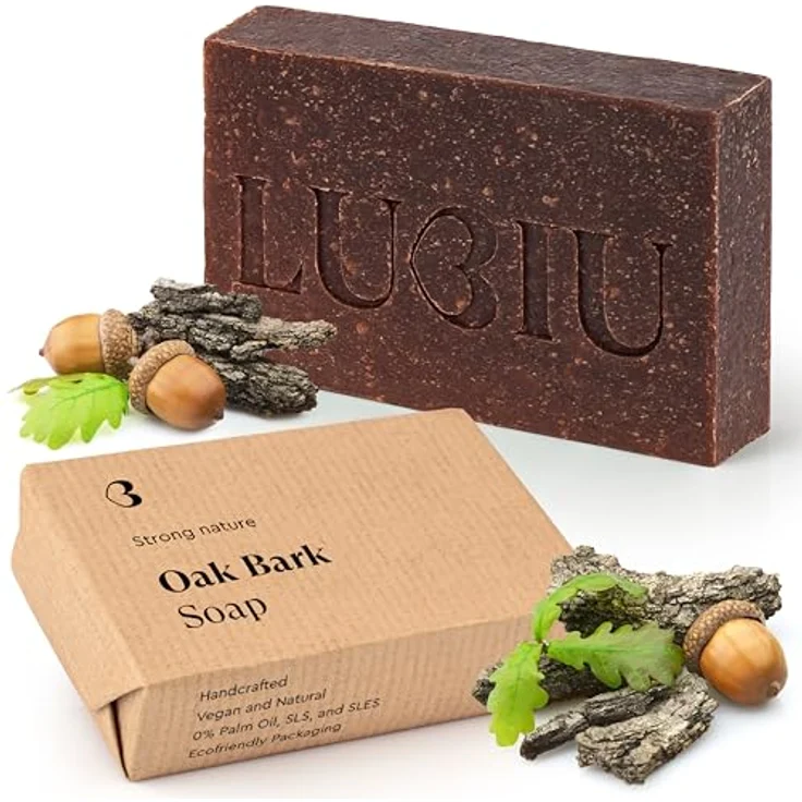 lubiu Eichen Seife 100g, 3in1 Feste Duschseife für Männer, Körper, Haare & Bart, natürliche Inhaltsstoffe, erdiger Duft mit Zedernholz und Rosmarin – Bild 1