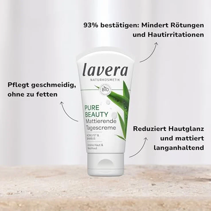 Lavera Pure Beauty mattierende Tagescreme mit Acnilys® und Bambus für unreine Haut, 50 ml – Bild 3