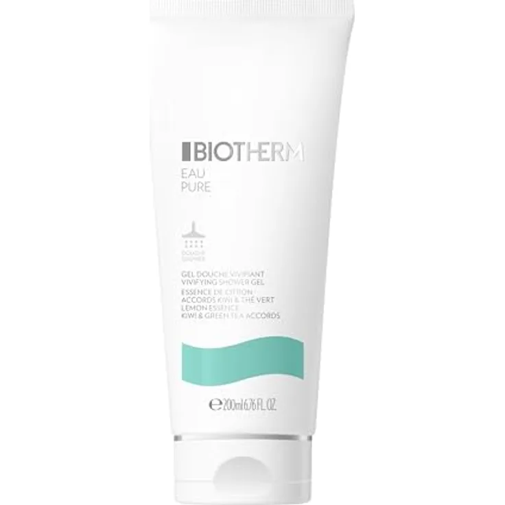 Biotherm Eau Pure Shower Gel, erfrischendes Duschgel für Damen, sanfte Duschseife mit ätherischen Ölen aus Limette, Grüner Tee und Kiwi, 200 ml