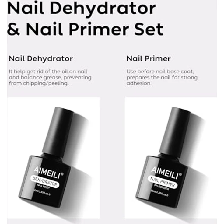 AIMEILI 2 x 10ml Dehydrator und Primer für Gelnägel, optimale Haftung für Acryl- und Gel-Nagellack, lufttrocknend – Bild 2