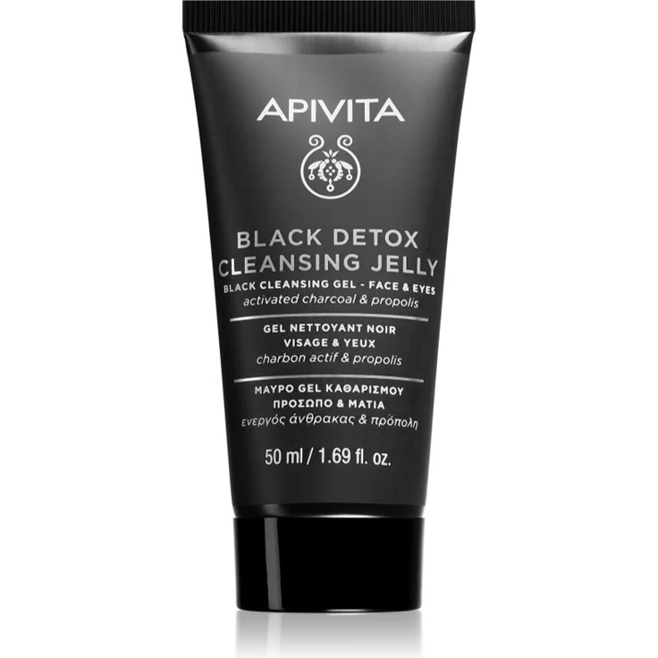 Apivita Cleansing Black Detox Cleansing Gel, Reinigungsgel mit Aktivkohle für Gesicht und Augen, 50 ml