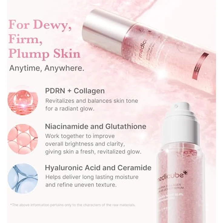 Medicube PDRN Pink Collagen Glow Jelly Mist Serum 100ml – Glow Jelly Mist Spray mit Niacinamide, Hyaluronsäure & Kollagen für intensive Hydration und strahlenden Glow – Bild 3