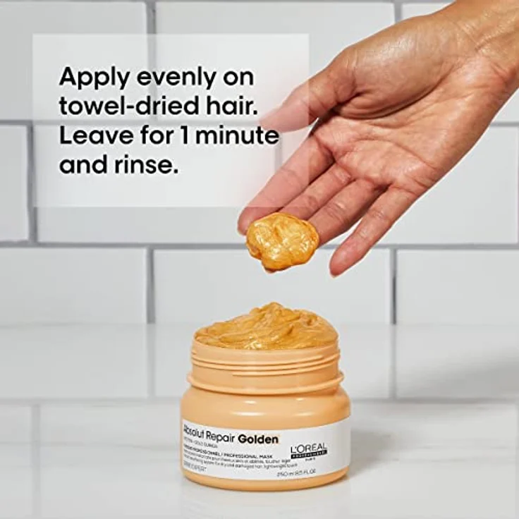 L´Oréal Professionnel Série Expert Absolut Repair Gold Quinoa + Protein Golden Masque pflegende Haarmaske für stark geschädigtes Haar 250 ml – Bild 5