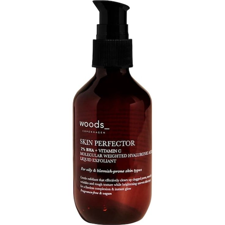Woods Copenhagen Skin Perfector 2% BHA Gesichtspeeling, Unisex, 100 ml - effektive Porenreinigung, antioxidatives Vitamin C, hydratierende Hyaluronsäure