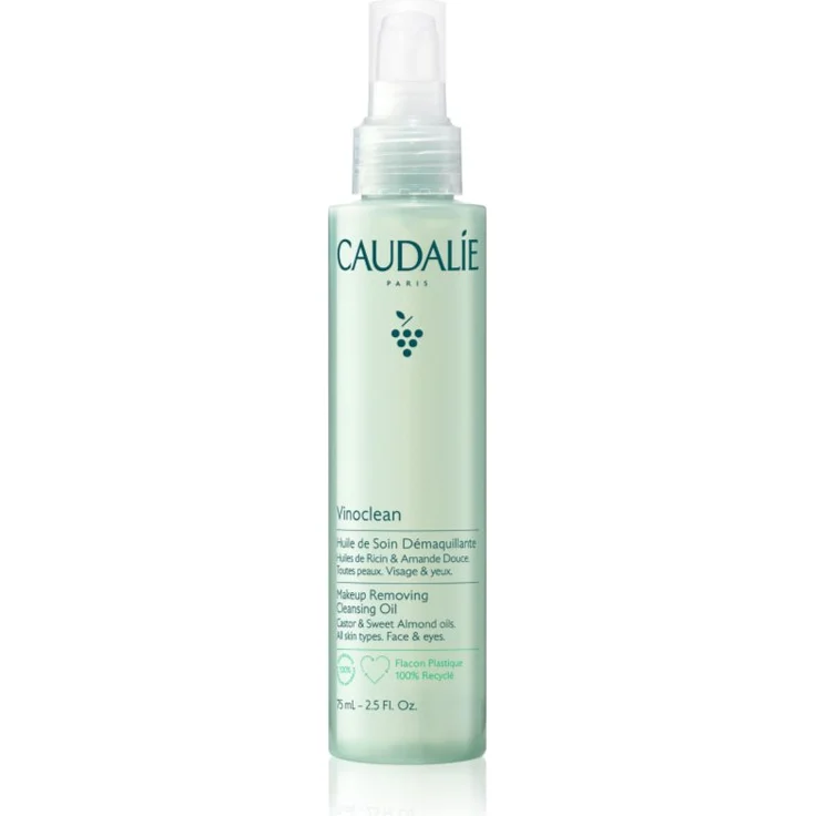 Caudalie Vinoclean, Gesichtsreinigungsöl zum Abschminken, sanfte Formel für empfindliche Haut, 75 ml