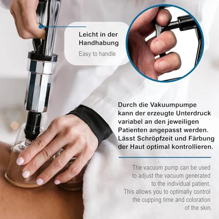 pulox Vakuum-Massager Vakuum-Pumpe, ergonomisch mit rutschfester Gummispitze, Ersatzteil für Schröpfgläser-Koffer-Set – Bild 4