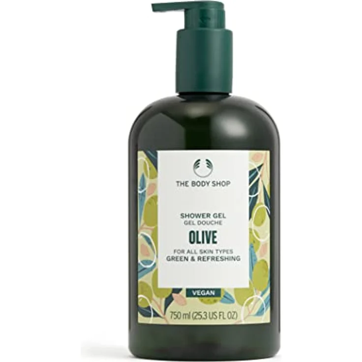 The Body Shop OLIVE Duschgel 750 ml, vegan, 92 % natürliche Inhaltsstoffe, für alle Hauttypen, erfrischender Duft mit Olivenöl und Aloe Vera – Bild 1