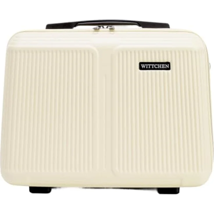 WITTCHEN Stripes Line Kosmetiktasche, Hartschalenkoffer aus ABS mit zwei Fächern, verstellbarem Schultergurt, Creme – Bild 1