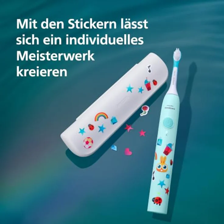 Philips Sonicare For Kids HX6500/23, Wiederaufladbare Schallzahnbürste für Kinder, weich, ergonomisch, türkis, 4 x 30 sec Putzzeit – Bild 6