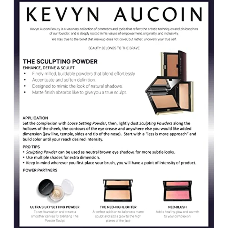 KEVYN AUCOIN The Sculpting Powder, konturierender Puder für das Gesicht, 4 g, Farben: Deep, Light, Medium – Bild 3