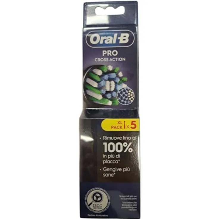 Oral-B Cross Action, elektrische Zahnbürstenköpfe mit abgewinkelten Borsten, 5er Pack, schwarz, für gründliche Zahnreinigung