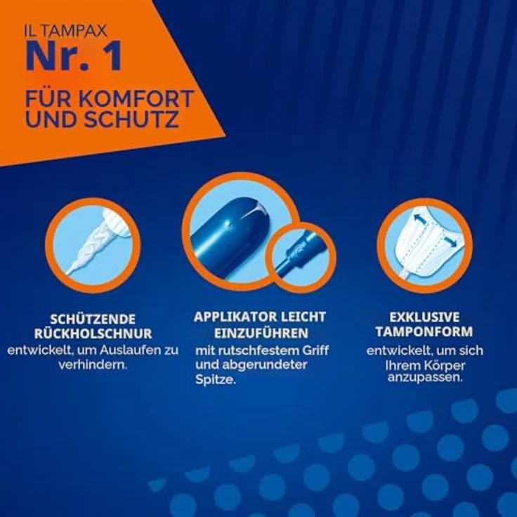 Tampax &Go Super Plus, 18 Tampons mit Kunststoffapplikator und rutschfestem Griff für mittlere bis starke Ströme – Bild 4