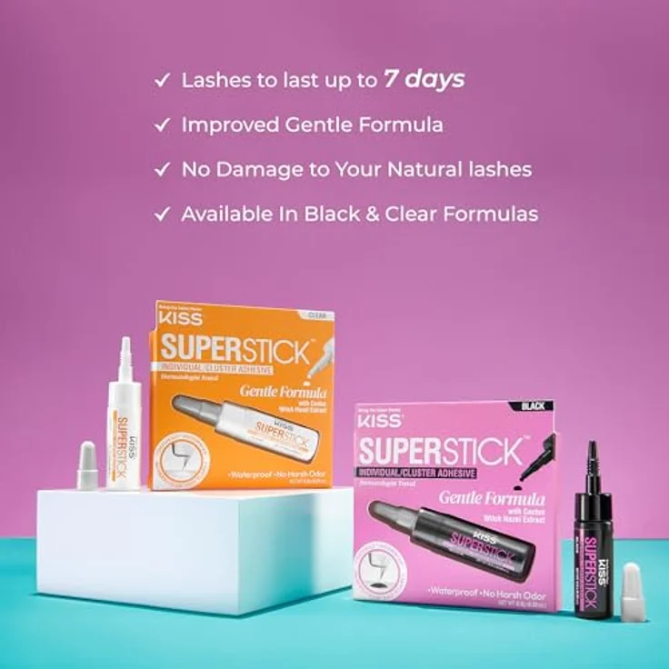 KISS Superstick Glue, Wimpernkleber für künstliche Wimpern, 6.5 g, schnelltrocknend, schwarz – Bild 7