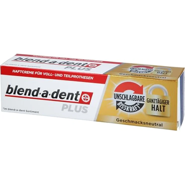 blend-a-dent Plus Premium Haftcreme, Zahnpasta mit unschlagbarem Halt für Voll- und Teilprothesen, neutraler Geschmack, 40g – Bild 3