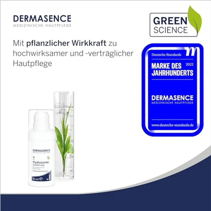 DERMASENCE Hyalusome Augenpflege, 15 ml - Spendet Feuchtigkeit, beruhigt und regeneriert die Haut am Auge - für die feuchtigkeitsarme Augenregion - mit Hyaluron und Grüner-Tee-Extrakt - parfümfrei – Bild 2