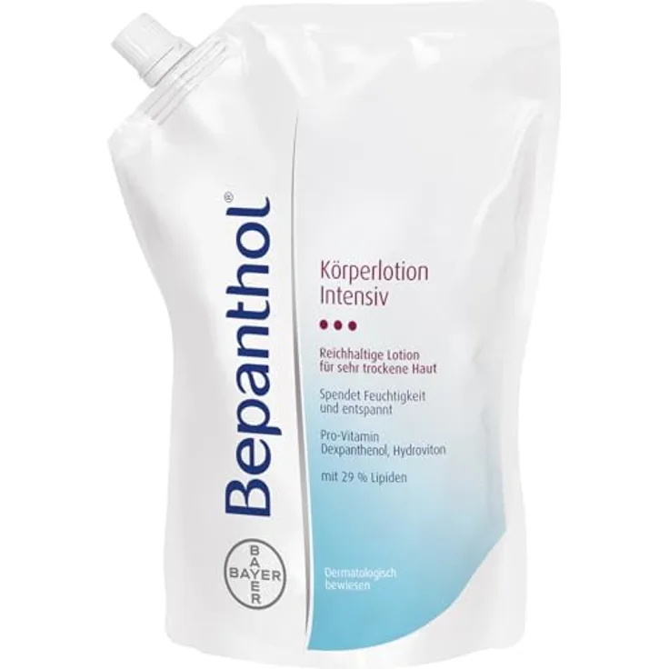 Bepanthol Körperlotion Intensiv Nachfüllbeutel, 400 ml, reichhaltige Feuchtigkeitspflege für sehr trockene Haut, geeignet bei Diabetes