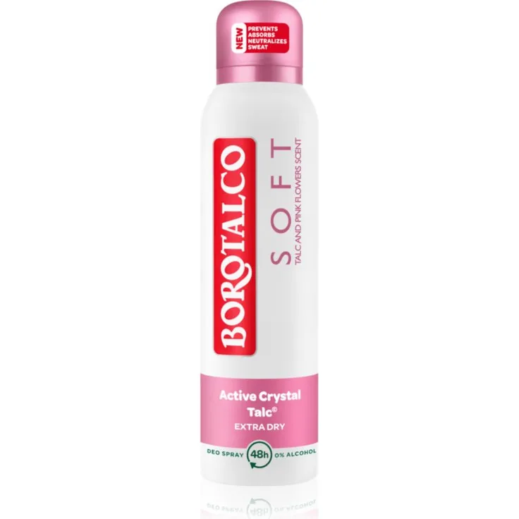 Borotalco Soft Talc & Pink Flower, alkoholfreies Deodorant Spray für Damen, 150 ml mit langanhaltendem Schutz