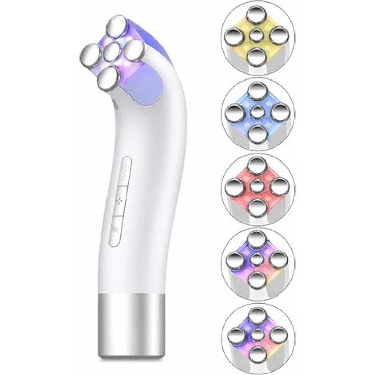 COOL-i ® Gesichtsmassagegerät RF-EMS-LED, multifunktionales Beautygerät für Gesichts- & Halsmassage, kabellos & wiederaufladbar