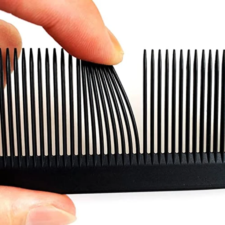 LINAERSHAO 19cm Styling Kamm, bruchfester, antistatischer Carbon-Kamm für Männer mit breiten und feinen Zähnen, schwarz – Bild 4
