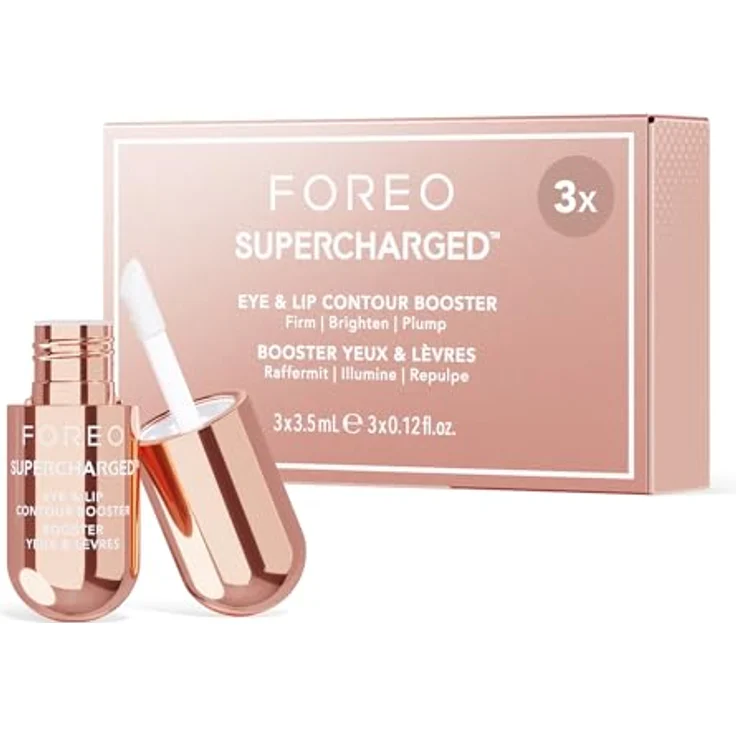 FOREO SUPERCHARGED Augen- und Lippenkontur Booster Serum - Leitfähige Augencreme - Niacinamid Serum - Anti Aging - Lip Plumping & gegen Augenringe - Praktische Größe - 3 x 3,5 ml Kapsel – Bild 1