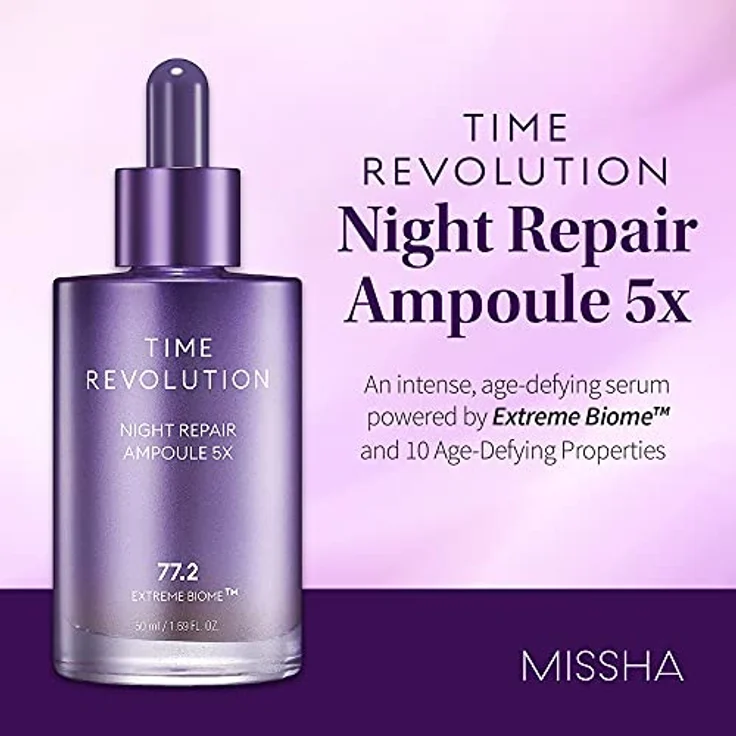 MISSHA Time Revolution Night Repair Gesichtsserum Ampulle (5. Generation) – Probiotische Hautpflege über Nacht für intensive Reparatur und Ausstrahlung, 50ml – Bild 4