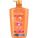 L'Oréal Paris Elvital XXL Shampoo gegen Spliss, Für traumhaft langes Haar, Mit Rizinus-Öl, Vitaminen und pflanzlichen Proteinen, Dream Length Super Aufbau Haarshampoo, 1 x 1000 ml