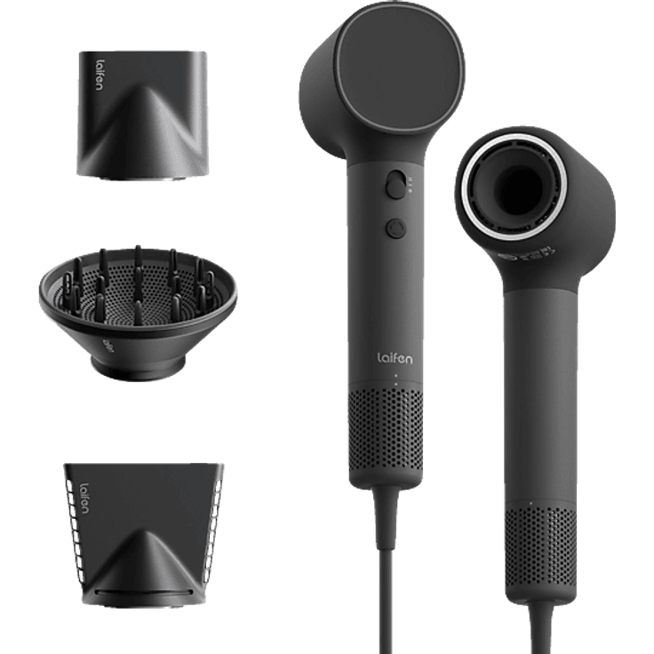 LAIFEN NEO Haartrockner Schwarz, 1500 Watt mit 3 Temperaturstufen, abnehmbarem magnetischem Lufteinlass-Filter und LED-Lichtleiste
