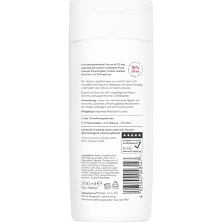Sebamed Urea 10% Akut Lotion, parfümfrei, intensiv feuchtigkeitsspendend, 200 ml, juckreizlindernd  – Bild 2