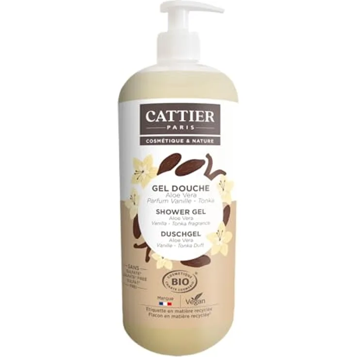 CATTIER PARIS Duschgel Vanille - Tonka - Aloe Vera - 1000ml, seifen- & sulfatfreie Reinigung