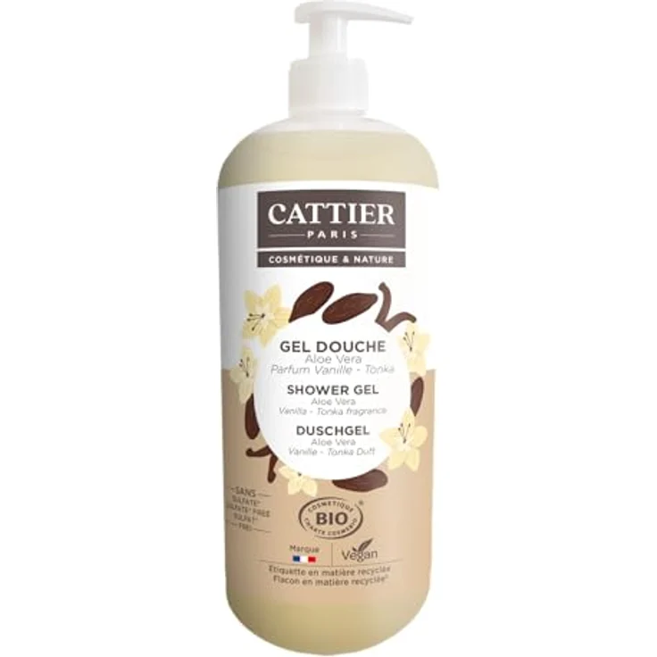 CATTIER PARIS Duschgel Vanille - Tonka - Aloe Vera - 1000ml, seifen- & sulfatfreie Reinigung – Bild 1