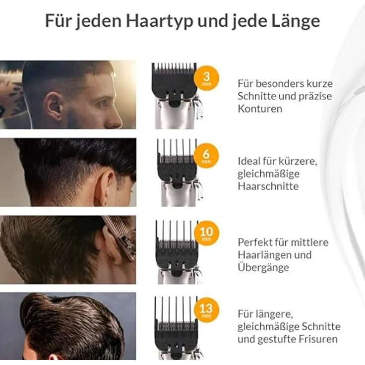 SIFUPLEX Fusionblade Profi Haarschneidemaschine, kabelloser Haartrimmer mit Edelstahlklinge, LED-Display, 3 Std Akku, 4 Aufsätzen für präzise Schnitte – Bild 3