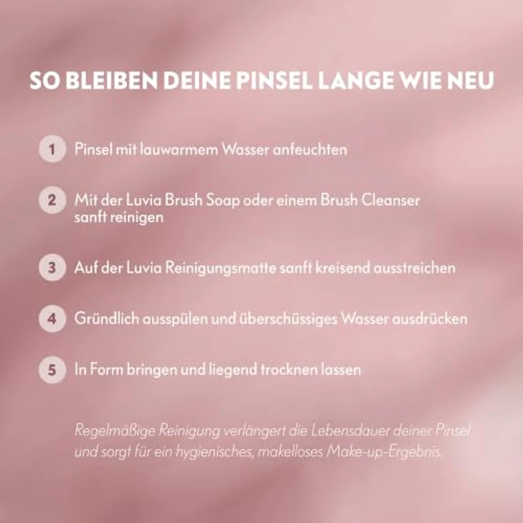 Luvia Duo Voyage Soft Aura Pinselset, 6 Duo-Pinsel in Rosa und Weiß für vielseitige Make-up-Looks – Bild 7
