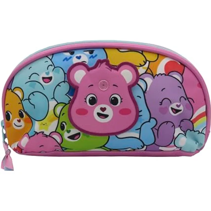 CYPBRANDS Care Bears Kulturbeutel, Halbmondform, 23 cm, Mehrfarbig mit süßen Bären und austauschbaren Patches