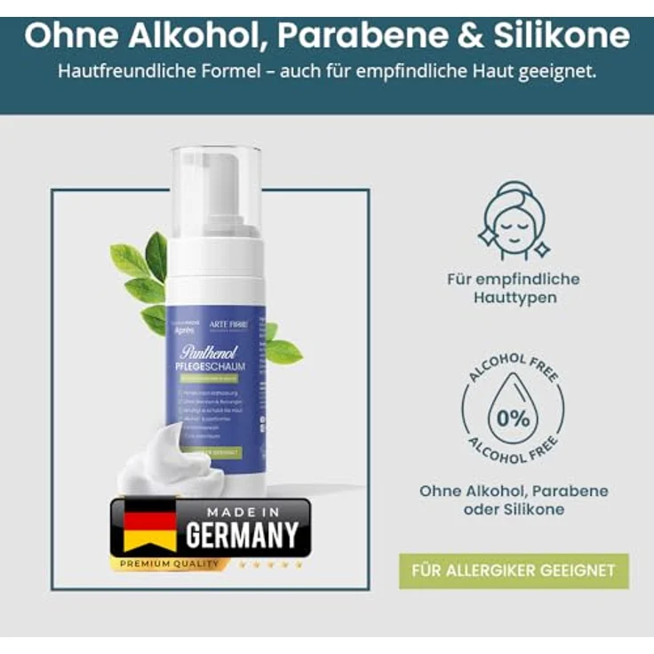 ARTE FIORI Après After Shave | Pflegeschaum für das Gesicht ohne brennen 100ml extra sanft & effektiv nach Haarentfernung, Epilieren, Rasur aller Art – Bild 5