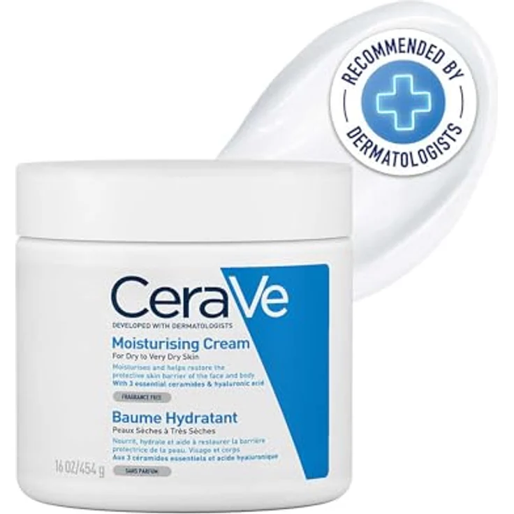 CeraVe Creme Gesicht & Körper Feuchtigkeitsspendende Creme 454 g mit feuchtigkeitsspendender Wirkung für trockene Haut – Bild 2