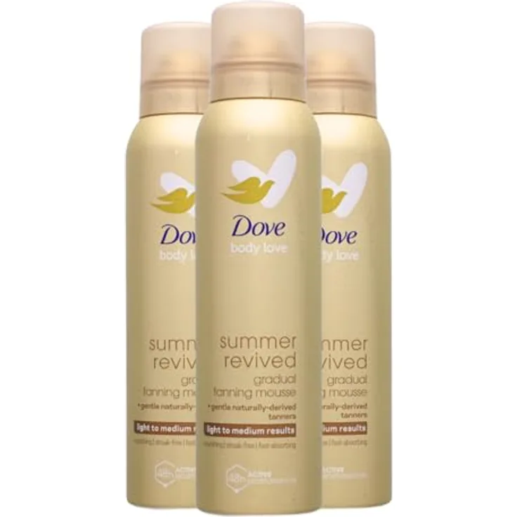 Dove Summer Revived Tanning Mousse 3er Pack je 150ml für leichte bis mittlere Bräune, bräunend und pflegend