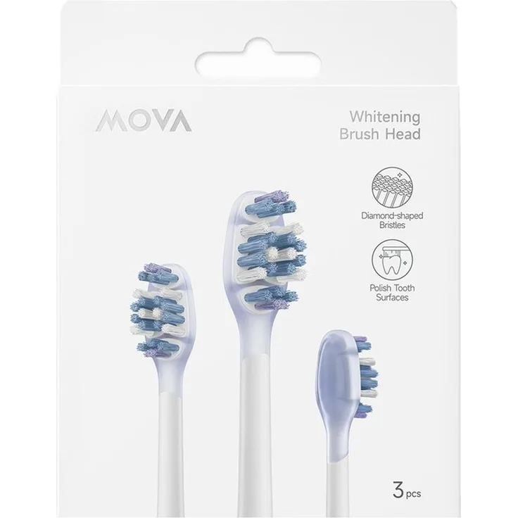 MOVA Ersatzbürstenköpfe für MOVA Fresh 20 und Sensus Fresh 10, 3er Pack mit diamantförmigen Borsten, zartes Lila für optimale Reinigung und Zahnaufhellung